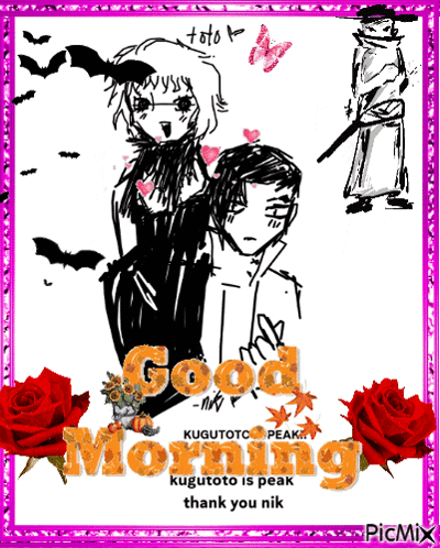 A Drawing Of A Man And A Woman With The Words Good Morning GIF
