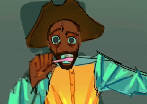 A Drawing Of A Man Brushing His Teeth With A Toothbrush GIF