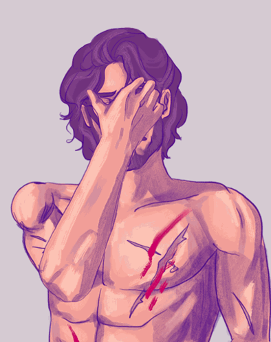 A Drawing Of A Man Covering His Face With His Hands GIF