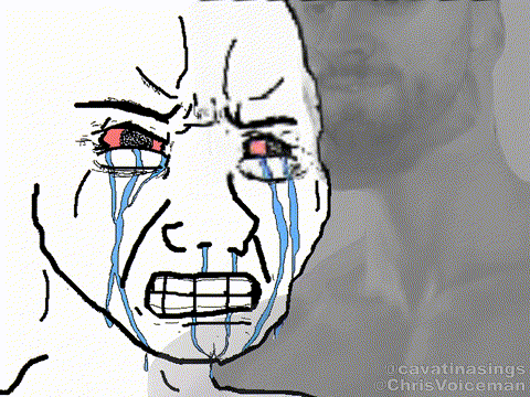 A Drawing Of A Man Crying With Tears Coming Down His Face GIF