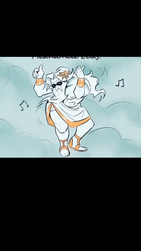 A Drawing Of A Man Dancing With A Music Note In The Corner GIF