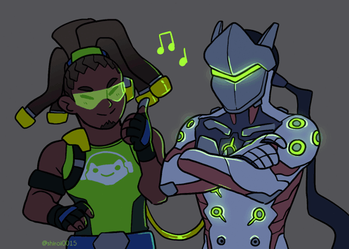 A Drawing Of A Man Giving A Thumbs Up Next To A Robot With Music Notes Behind Them GIF