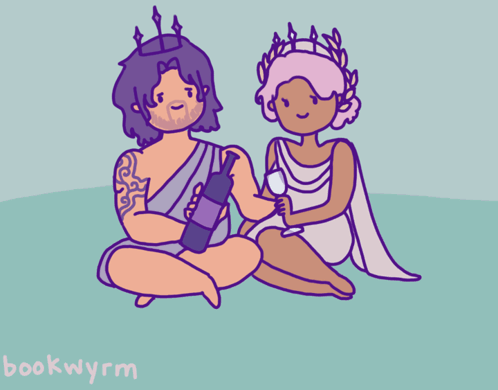 A Drawing Of A Man Holding A Bottle Of Wine And A Woman Holding A Glass GIF