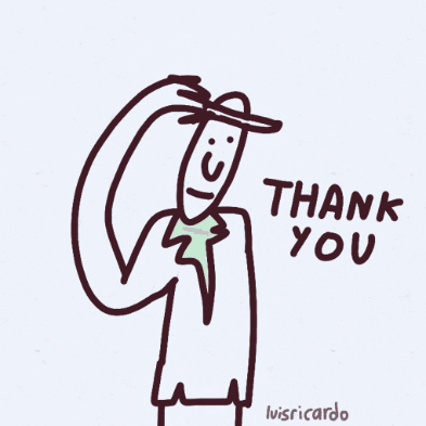 A Drawing Of A Man Holding A Star With The Words Thank You Written Below Him GIF
