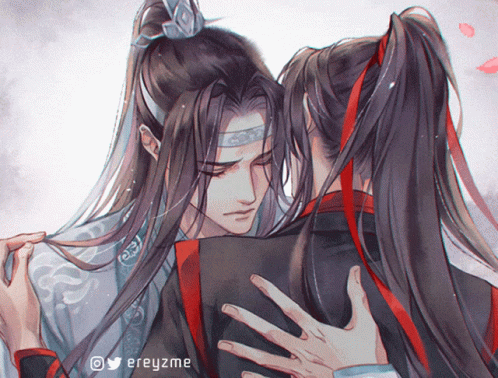 A Drawing Of A Man Hugging Another Man With The Username Ereyzme On The Bottom GIF