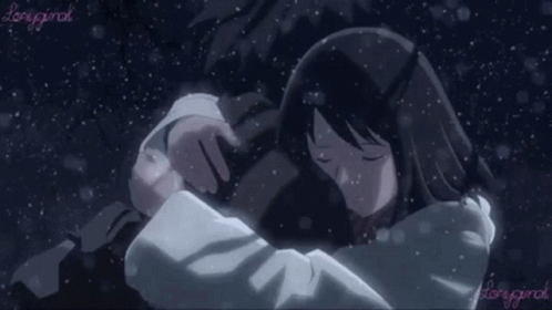A Drawing Of A Man Hugging Another Man With The Words Lovegirl On The Bottom Right GIF