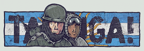 A Drawing Of A Man In A Helmet And Goggles With The Word Tlaga Written Below Them GIF