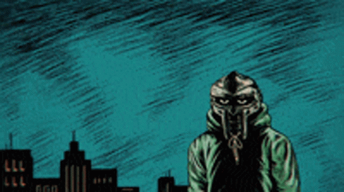 A Drawing Of A Man In A Mask With The Word Mr. Doom Above Him GIF