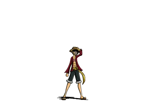 a drawing of a man in a straw hat standing in front of a pink light