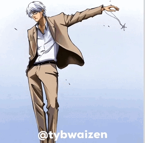 A Drawing Of A Man In A Suit Has The Hashtag @Tybwaizen On The Bottom GIF