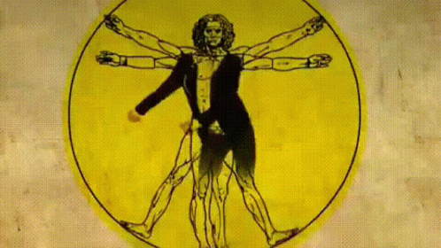 A Drawing Of A Man In A Suit In A Circle GIF
