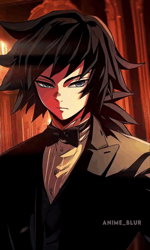 A Drawing Of A Man In A Tuxedo With The Word Anime Blur On The Bottom GIF