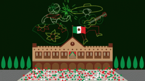 a drawing of a man playing a guitar and a woman dancing