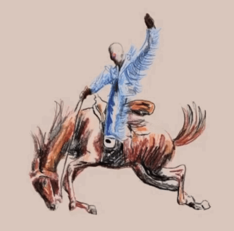A Drawing Of A Man Riding A Horse With The Number 10 On The Back GIF