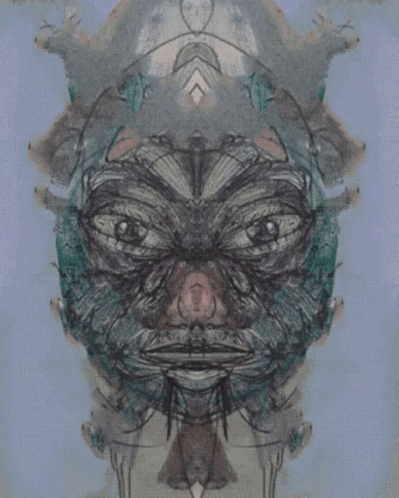 A Drawing Of A Man 'S Face With A Strange Looking Face GIF