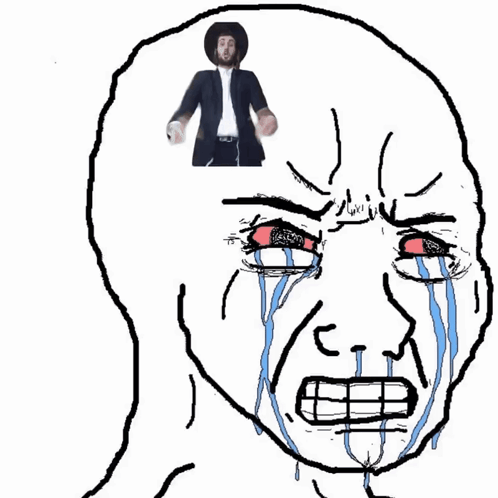 A Drawing Of A Man 'S Face With Tears Coming Out Of It GIF