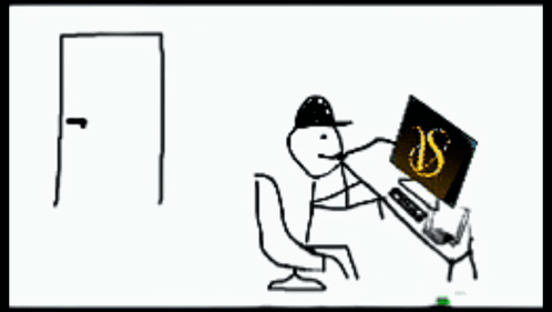 Man Sitting At Desk With Are Ya Winning Son Sign GIF
