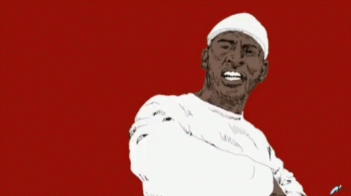 A Drawing Of A Man Wearing A White Shirt And A White Hat On A Green Background GIF