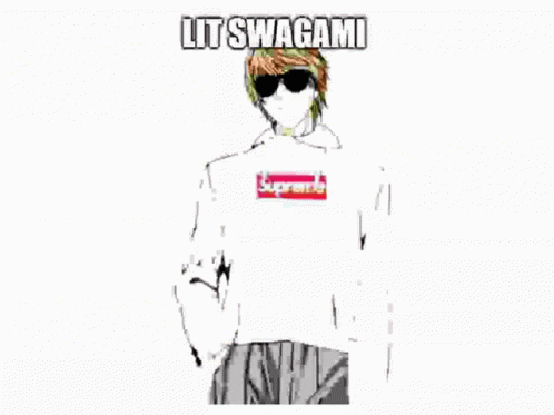 A Drawing Of A Man Wearing Sunglasses And A Supreme Shirt GIF