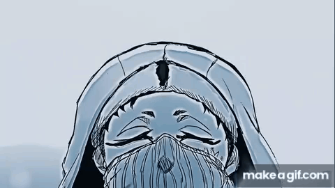 A Drawing Of A Man With A Beard Wearing A Mask And A Hat . GIF
