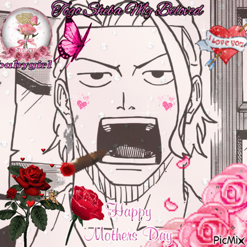 A Drawing Of A Man With A Cigar In His Mouth And The Words Happy Mothers Day GIF