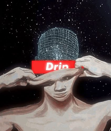 A Drawing Of A Man With A Drip Sign On His Head GIF