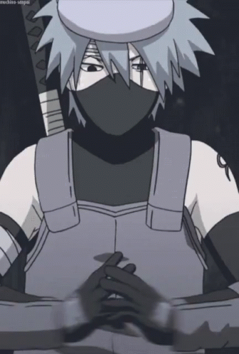 A Drawing Of A Man With A Mask And A Sword Says Machine-Senpai On The Bottom GIF