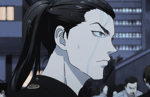 A Drawing Of A Man With A Ponytail GIF