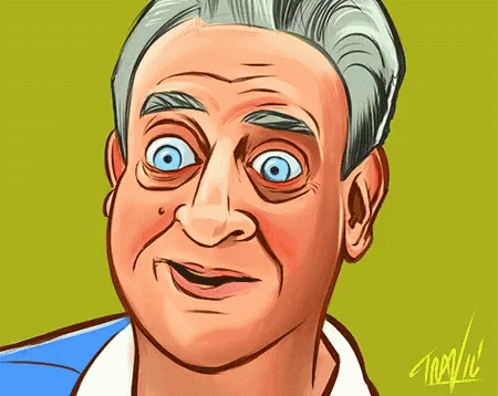A Drawing Of A Man With A Surprised Look On His Face Is Signed By A Person Named Appul GIF
