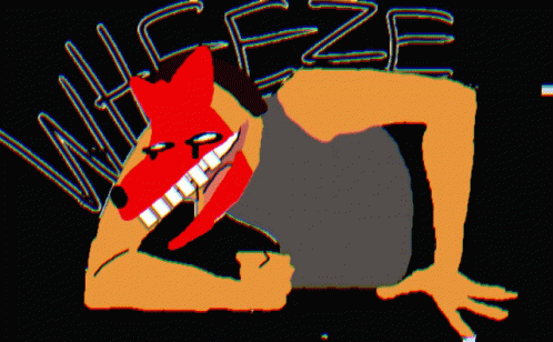 A Drawing Of A Man With A Wolf Mask And The Word Wolfeze On The Bottom GIF
