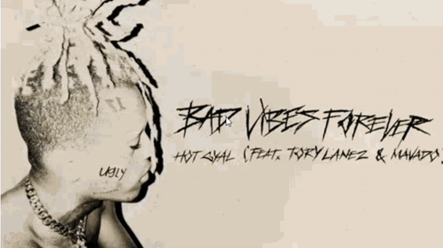 A Drawing Of A Man With Dreadlocks And The Words Bad Vibes Forever On The Bottom GIF