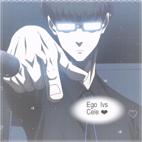 A Drawing Of A Man With Glasses And The Words Ego Vs Cele GIF