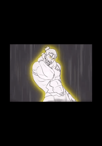 A Drawing Of A Man With His Arms Outstretched And A Yellow Light Behind Him . GIF