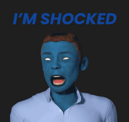 A Drawing Of A Man With His Mouth Open And The Words I 'M Shocked Behind Him GIF
