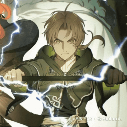 A Drawing Of A Man With Lightning Coming Out Of His Hand GIF