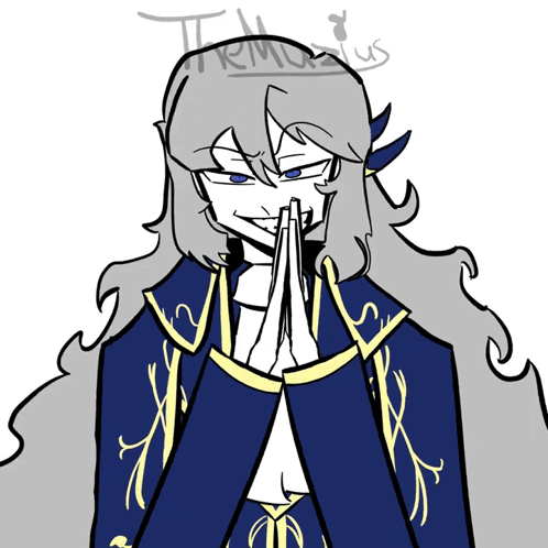 Drawing Of Man With Long Hair And Crown Tremarius GIF