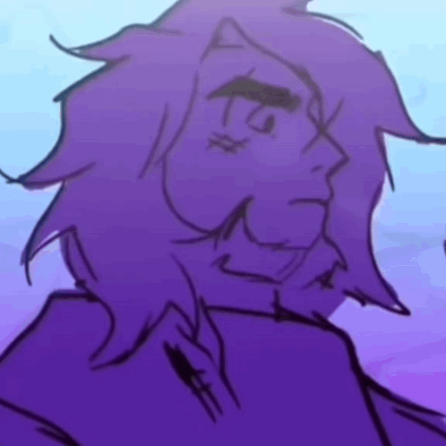 A Drawing Of A Man With Long Purple Hair And A Beard . GIF