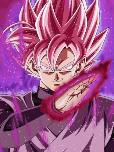 A Drawing Of A Man With Pink Hair And A Purple Background GIF
