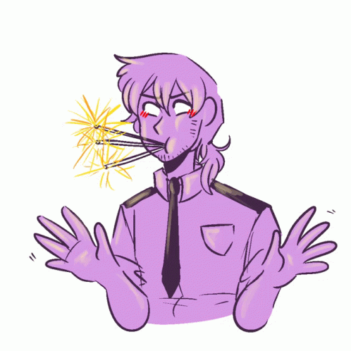 A Drawing Of A Man With Purple Hair And A Tie GIF