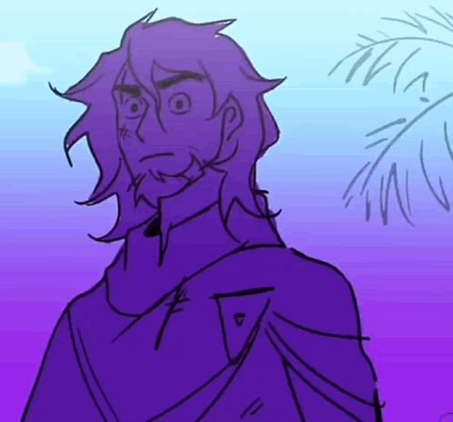 A Drawing Of A Man With Purple Hair GIF