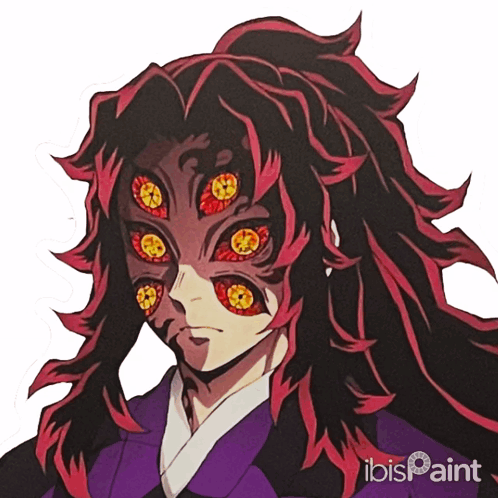A Drawing Of A Man With Red Hair And Yellow Eyes Is Titled Ibis Paint GIF