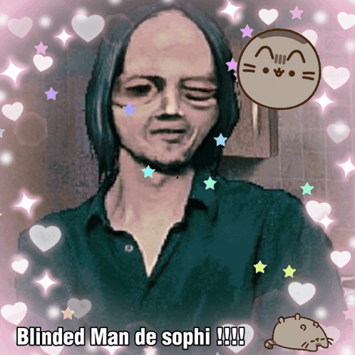 A Drawing Of A Man With The Words Blinded Man De Sophis GIF