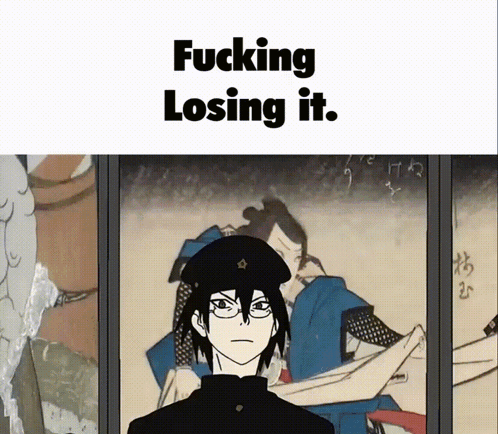 a drawing of a man with the words fucking losing it