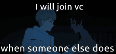A Drawing Of A Man With The Words " I Will Join Vc When Someone Else Does " GIF