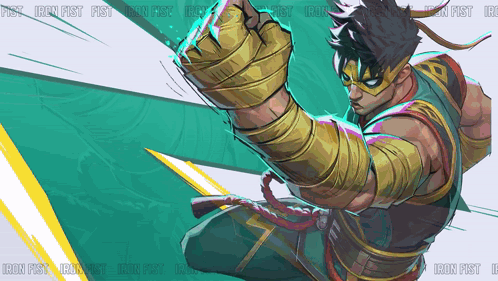 A Drawing Of A Man With The Words Iron Fist On The Bottom Right GIF