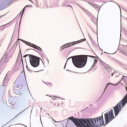 A Drawing Of A Man With The Words Manjiro Loves Miya Only Below Him GIF