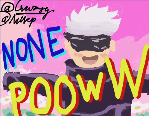 A Drawing Of A Man With The Words " None Pooww " Written On It GIF