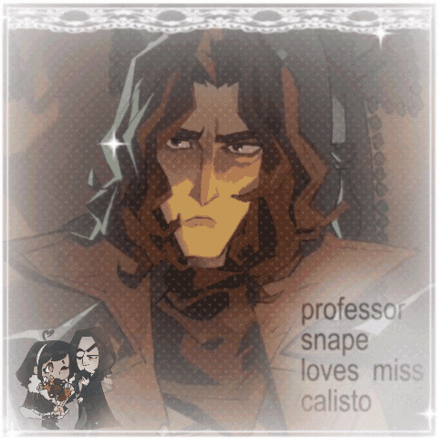 A Drawing Of A Man With The Words Professor Snape Loves Miss Calisto On The Bottom GIF