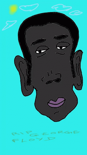 A Drawing Of A Man With The Words Rip George Floyd Written Below Him GIF