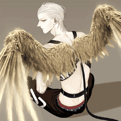 A Drawing Of A Man With Wings And The Letter J GIF